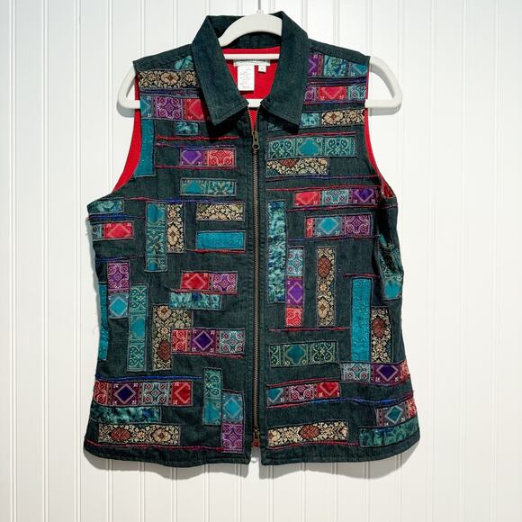 Coldwater Creek Jackets & Blazers - Coldwater Creek Patchwork Denim Vest Size Medium